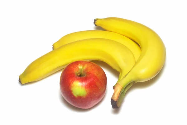 Apple macintosh och banan isolerade — Stockfoto