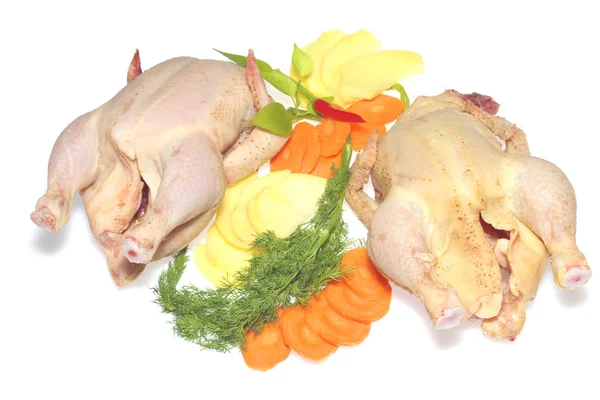 Two raw chickens isolated — Stock Photo, Image