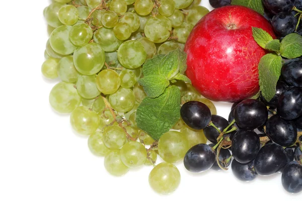 stock image Green and red grapes and apple