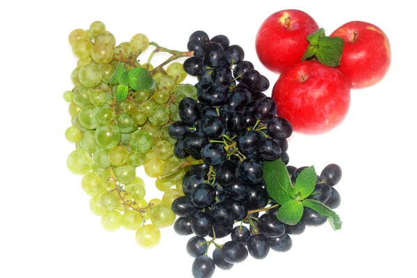 Green and red grapes and apple — Stock Photo, Image