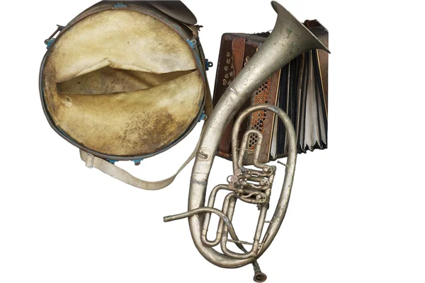 Oude gebroken muziekinstrumenten Rechtenvrije Stockafbeeldingen