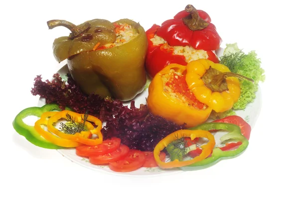 Pepper stuffed on the plate — Stock Photo, Image