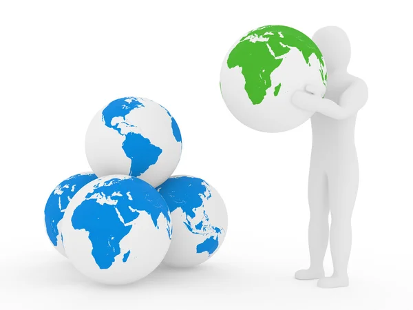 The person holds a planet the earth on a — Stock Photo, Image
