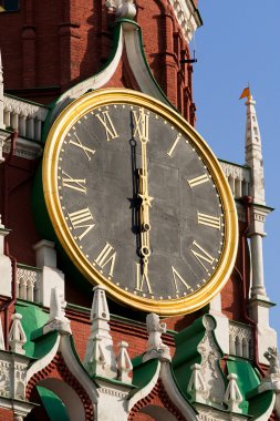 Clock. Spaskaya tower or Moscow Kremlin clipart