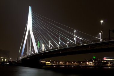 Night view of Erasmus Bridge clipart