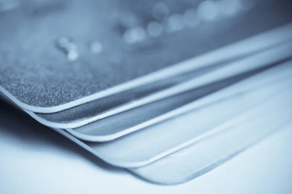 Macro shoot of a credit cards pile — Stock Photo, Image