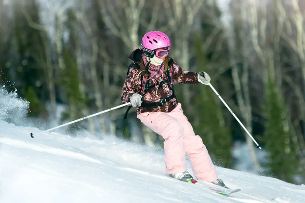 Girl riding on skis — Stock Photo, Image