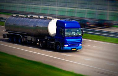 Tanker truck on motorway clipart