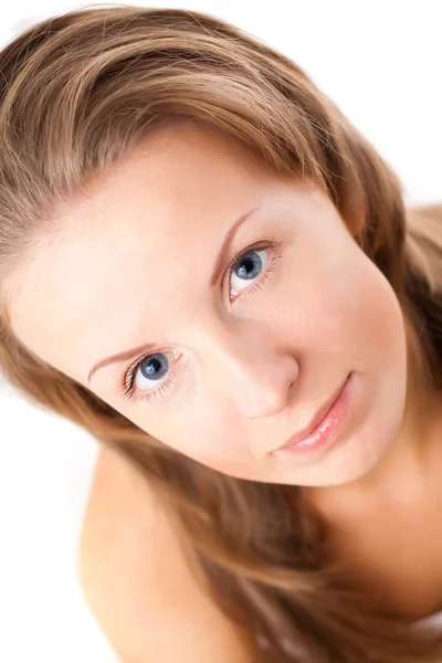 Mladá žena s modrýma očima — Stock fotografie