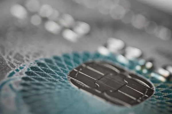 Chip of a plastic card. Macro shot — Stock Photo, Image