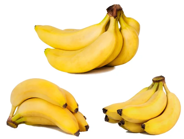 Conjunto de fotos de plátano. Aislado en el blanco —  Fotos de Stock
