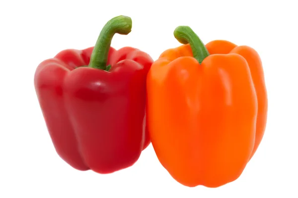 Duas pimentas frescas na fila — Fotografia de Stock