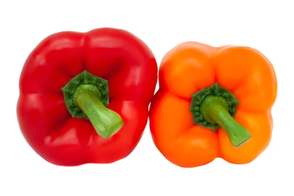 Zwei frische Paprika hintereinander — Stockfoto