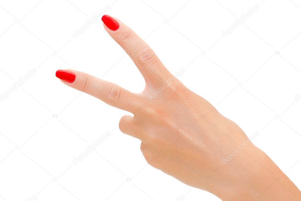 Victory sign. Woman
