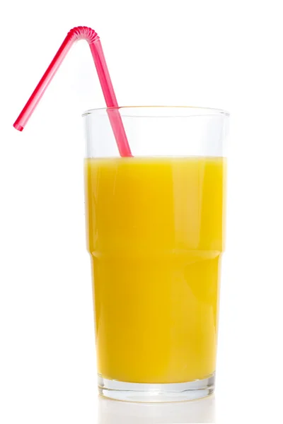 Склянка апельсинового соку з трубкою — стокове фото