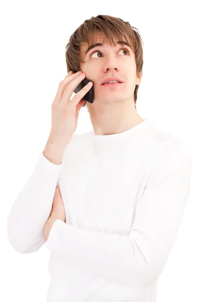 Jovem falando por telefone celular — Fotografia de Stock
