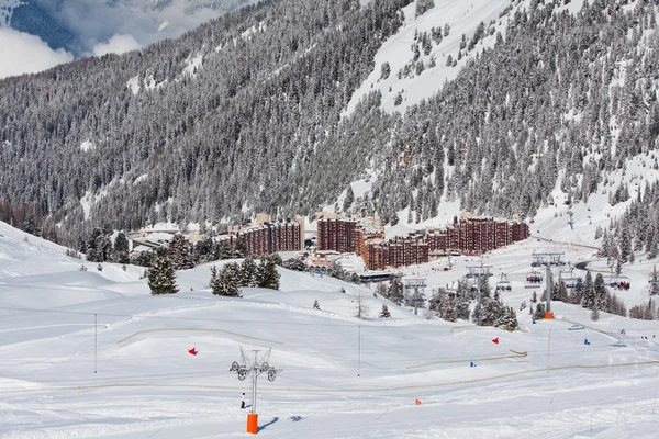 View on the alpine ski resort — Stock Photo, Image