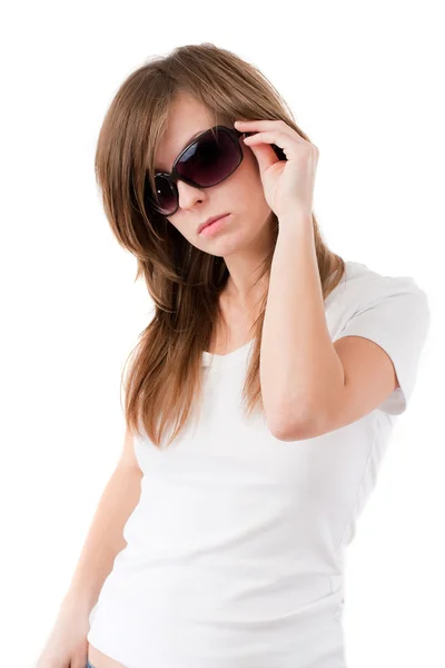 Випадкова жінка в сонцезахисних окулярах — стокове фото