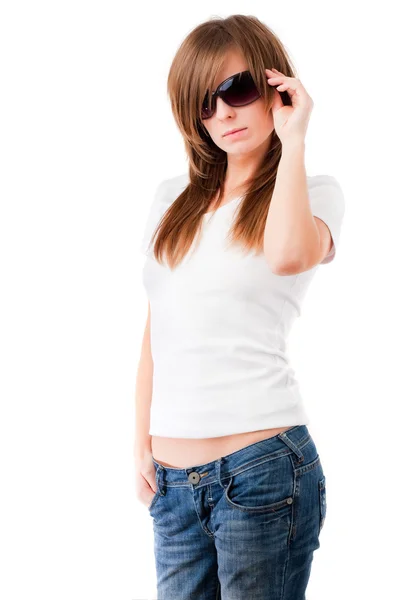 Casual woman in sun glasses — Stock Photo, Image