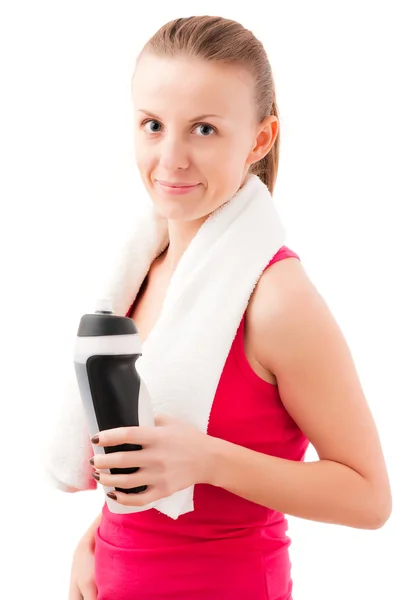 Young fit woman with towel — Stock Photo, Image