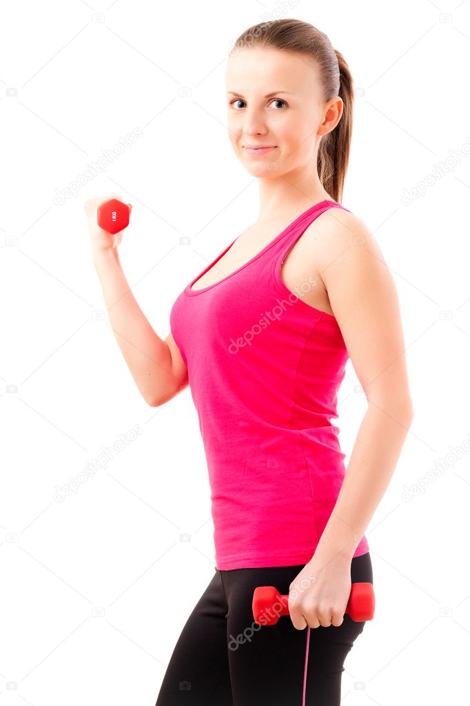 Young fit woman doing exercises