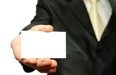 Man holding a card clipart