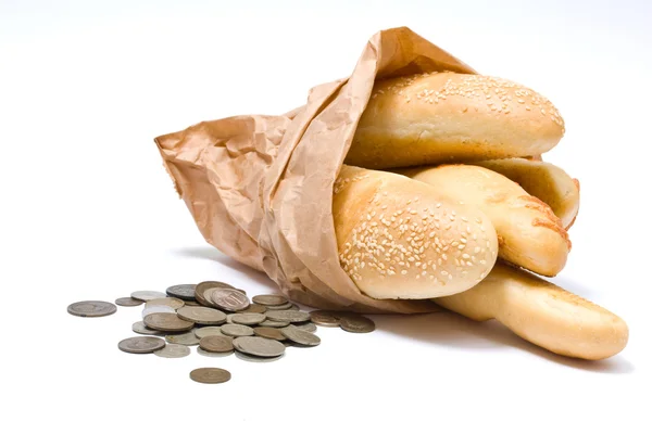 Bröd och pengar — Stockfoto