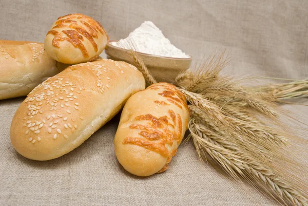 Bakery foods and wheat — Stock Photo, Image