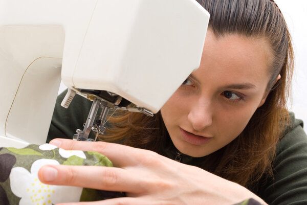 Hand sewing on a machine