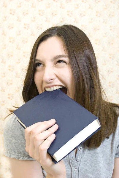 Young attractive woman with book — Stock Photo, Image