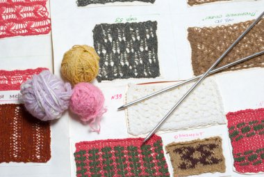 Balls with thread and needles for knitting clipart