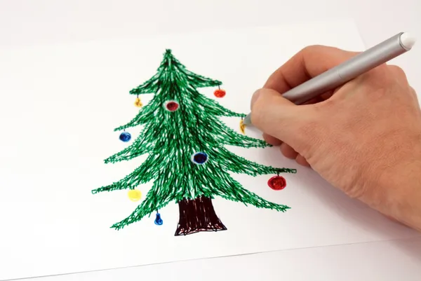 クリスマス ツリーのマーカーを描画 ストック写真