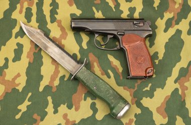 Army knife and handgun clipart