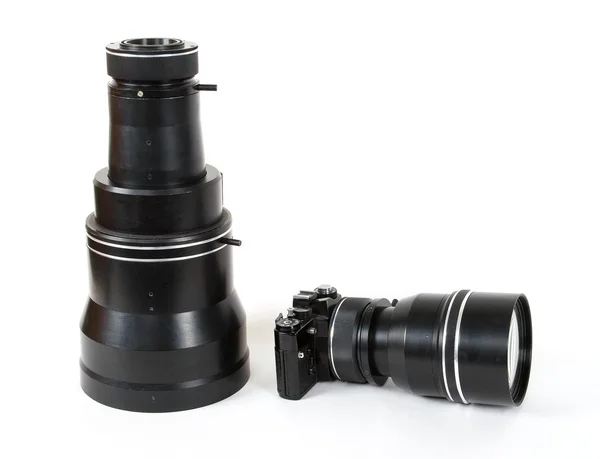 Camera and lens on a white background — Stock Photo, Image