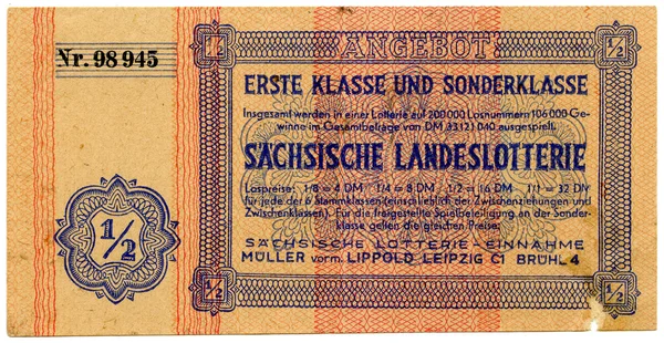 Vintage loterijbiljet Rechtenvrije Stockfoto's