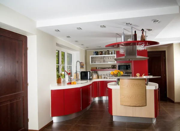 Piros modern konyha — Stock Fotó
