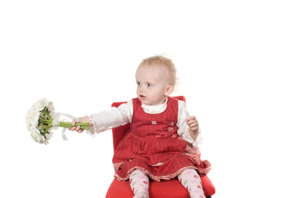 Babysitting op de stoel — Stockfoto