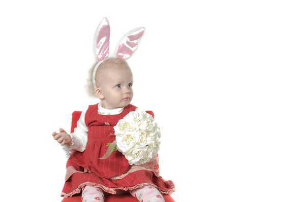 Baby with hare ears — Stock Photo, Image