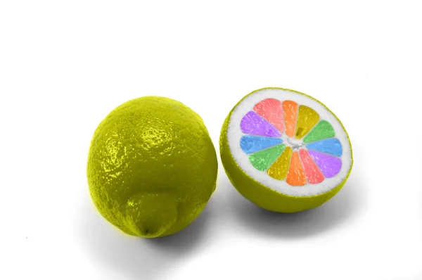 Rainbow painted lemon — Stock Photo, Image
