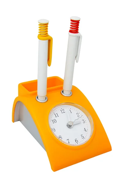 Clock with a pen rest — Stock Photo, Image