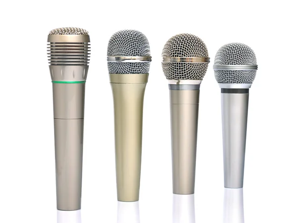 Cztery mikrofony — Zdjęcie stockowe