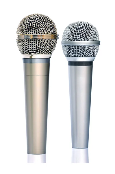 Guld och silver mikrofoner — Stock fotografie