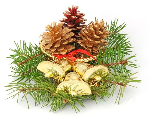 Jingle Bells and fir cones — Stock Photo, Image