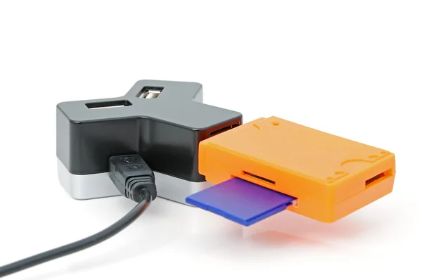 USB hub ve kart okuyucu — Stok fotoğraf