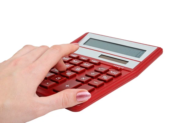 Chica contando con una calculadora — Foto de Stock