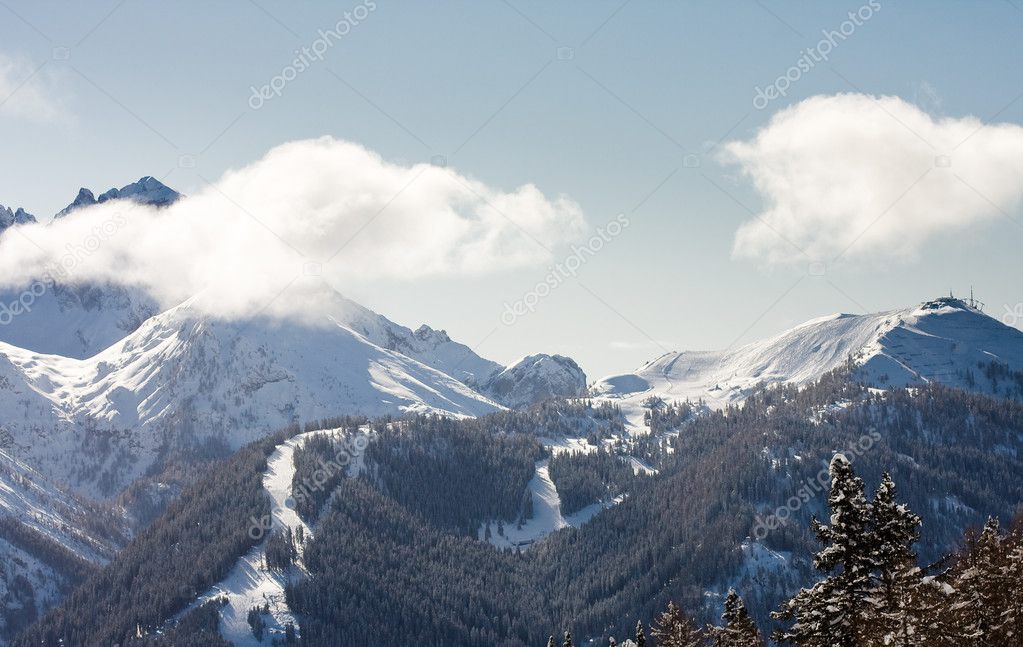 High mountains under snow