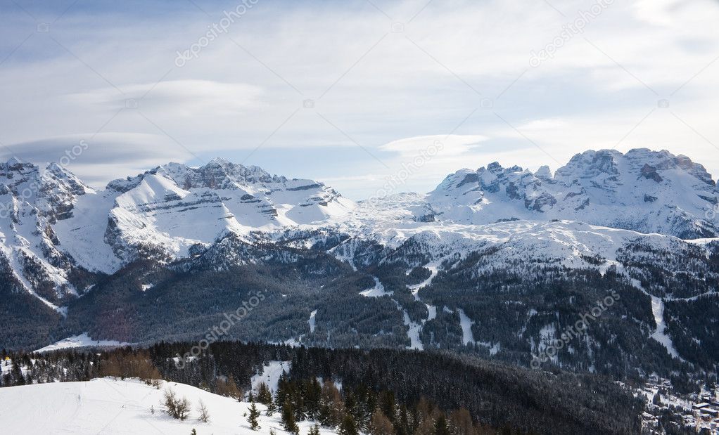High mountains under snow in the winter,