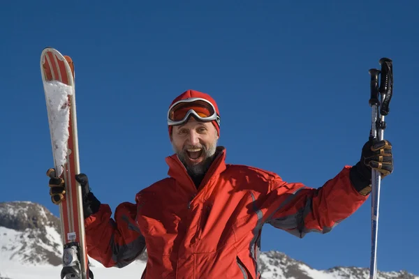 滑雪和山 — 图库照片