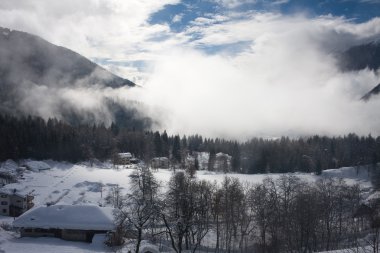 Kış manzarası. Dolomites, İtalya