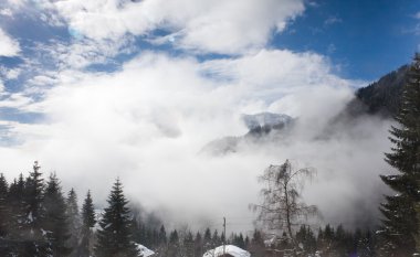 Kış manzarası. Dolomites, İtalya